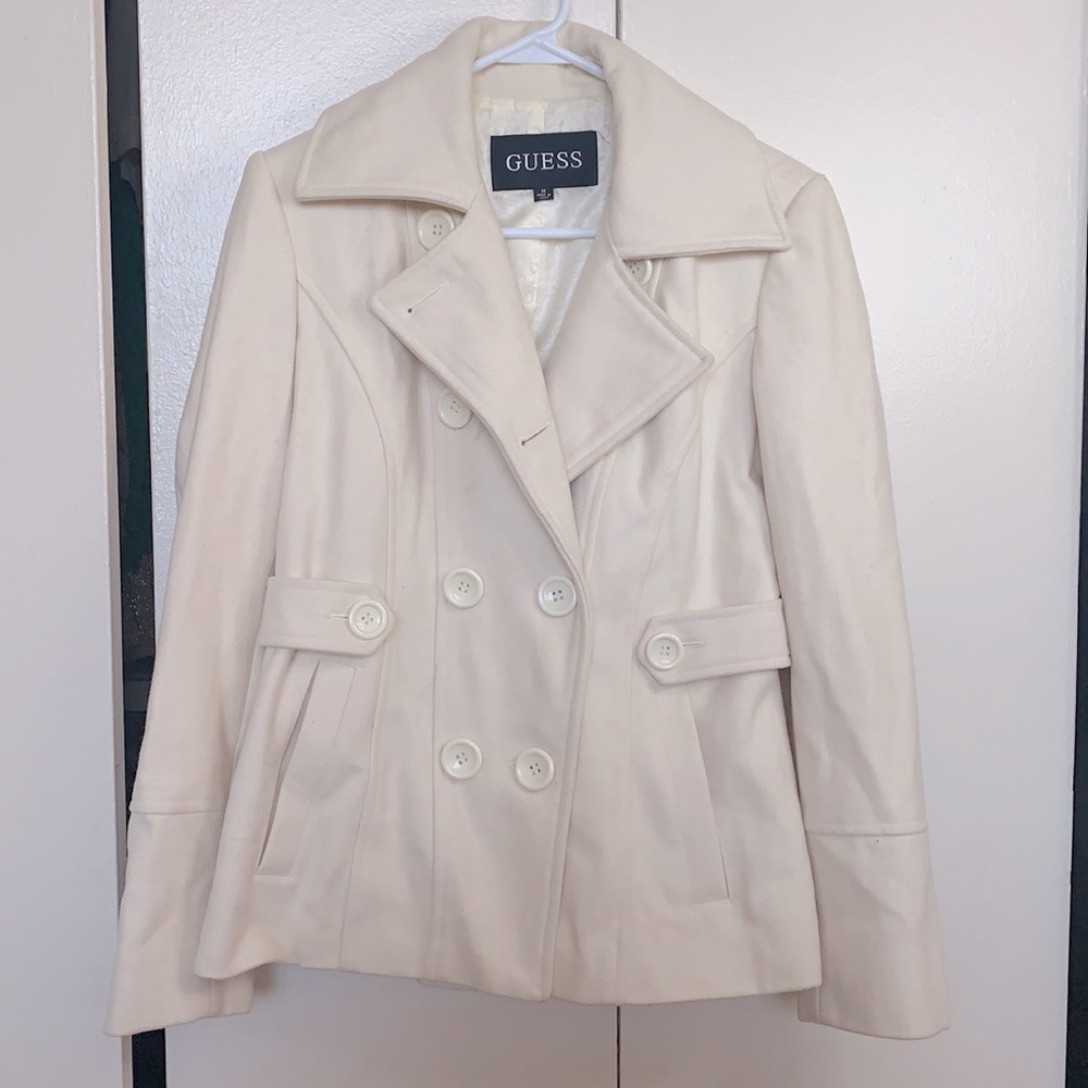 GUESS Medium Cream Pea Coat